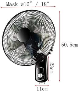 Wandventilator Zwenkbaar - Elektrische Ventilator - Ruimte Koelen - Krachtige Motor - 45 cm - Zwart — thumbnail 2
