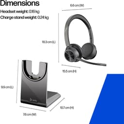 HP Poly Voyager 4320 UC Stereo On Ear headset Bluetooth Stereo Zwart Noise Cancelling Volumeregeling, Incl. oplaad- en — thumbnail 4