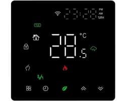 Slimme Wifi Thermostaat - Programmeerbare Temperatuurschakelaar - Vloerverwarming Regelen - App en Spraakbesturing - 86 x 86 cm - Zwart