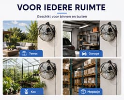 ITRONIQ Wandventilator Met Verlichting - Ventilator Muur - Slimme Ventilator Met Afstandsbediening en App - 6 Snelheden - Zwart — thumbnail 5