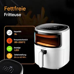 Heteluchtfriteuse - Airfryer Oven - Gezond Koken - Convectie Technologie - 5 Liter - Wit — thumbnail 2