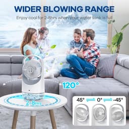 Draagbare airconditioners - draagbare luchtkoeler met 120° autorotatie, luchtkoeler met 7-kleuren nachtlampje en Force 3 winden, airconditioner met kantoor, slaapkamer, kamer, huis en camping — thumbnail 2