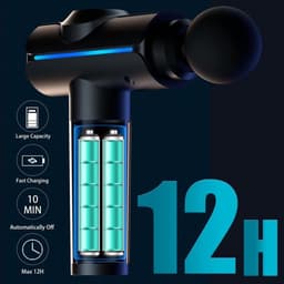 Massagepistool, Deep Tissue Massagepistool, Stille elektrische percussiemassager, Draagbare elektrische spiermassager met draagtas, 20 snelheden en LED-display, Grijs — thumbnail 4