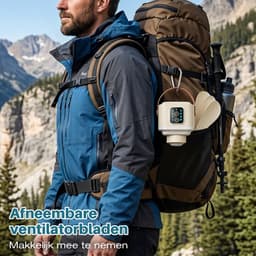 Lapamax Oplaadbare Ventilatorlamp - 7.200 mAh - 4 Snelheden en 3 Lichtstanden - Afstandsbediening en Timer - Voor Tent, Terras en Camper - Geel - Ø 24 cm — thumbnail 2