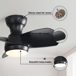 FloraGrace Ventilator – Plafondventilator Met Verlichting – 58 cm – ABS – Zwart – Voor Slaapkamer En Woonkamer – Met Afstandsbediening — thumbnail 3