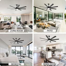 Plafondventilator - Woonkamer Ventilator Industrie Stijl - 66 Inch 8 Blads DC Ventilator Met Dimbare LED Lamp - Afstandsbedieningsventilator - Omkeerbare Ventilator - Lampventilator - Slimme Ventilator Zes Snelheden — thumbnail 4