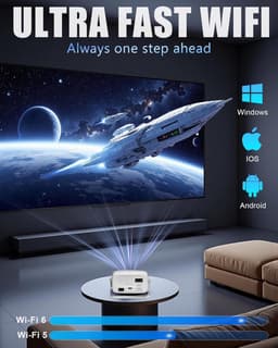 SnelShoppen - Mini-Beamer met Wifi en Bluetooth, 270° Rotatie, Geweven Stoffen Bekleding, Native 1080p Projector voor Thuis, Camping, Feest en Kindere — thumbnail 4
