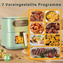 SnelShoppen - Hot Air Fryer 6L met Kijkvenster, 7 Kookprogramma's, 11 Functies, Stille Airfryer, Eenvoudig Schoon te Maken met Timer en Touch Screen, — thumbnail 2