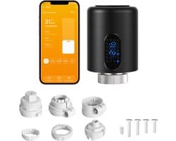 Radiator Thermostaat WiFi – Raamdetectie, Vorstbeveiliging en Kinderslot – Zwart – 1 stuk
