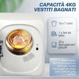 Sogiol® Mini wasdroger - Compacte droger - 5 programma's - 800W -voorlader - roestvrijstalen trommel - voor thuisgebruik - wit — thumbnail 5