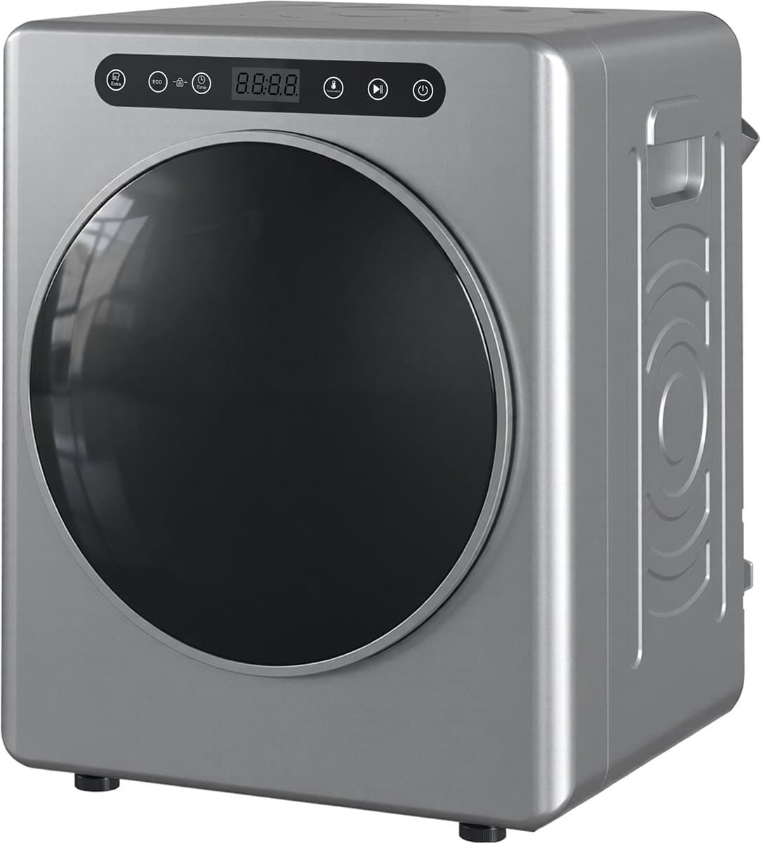TEKROA® 5 kg geventileerde wasdroger - 1000 W compacte vrijstaande wasdroger met voorlader - roestvrijstalen trommel - timer - zilverkleurig — afbeelding 1