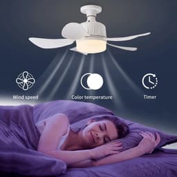 KZQ Plafondventilator - 2 Stuks - Wit - Incl 23W Lamp - Licht Apart Schakelbaar - Afstandsbediening - Dimbaar - Traploos Instelbare Lichtkleur - Nachtlampje - Geheugenfunctie - 3 Snelheden - Timer - Zomer En Wintermodus — thumbnail 4