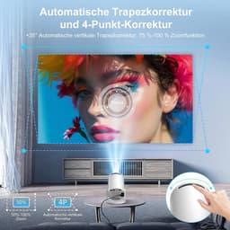 SnelShoppen - Mini Projector 4K Draagbare Beamer, Smart Android, WiFi 6, Bluetooth 5.4, 8000L Helderheid, Automatische Keystone-Correctie, 270° Rotati — thumbnail 4