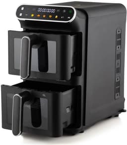 Verticale Dubbele Airfryer - Luchtfriteuse Torenmodel - Gelijk Koken - Ruimtebesparend Ontwerp - 11 Liter - Zwart — thumbnail 5