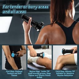 Elektrisch Massagepistool - Spierstimulator Percussie - Spierherstel Bevorderen - 5 Snelheden 3 Koppen - 0.68 kg - Zwart — thumbnail 3