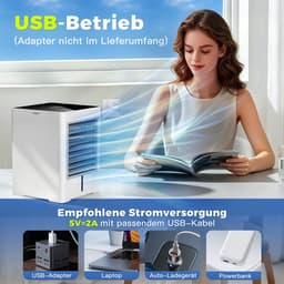 Draagbare Mini Luchtkoeler 3-in-1 – USB Verdampingskoeler met Waterreservoir 470 ml – Persoonlijke Aircooler met 3 Snelheden, Timer en Touchscreen — thumbnail 3