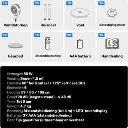 Sinji Ventilator - Fan - Vloerventilator - Ventilator Staand - Statiefventilator - Stil - Afstandsbediening — thumbnail 5