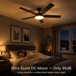 Stille plafondventilator met ledverlichting – 132 cm – 5 omkeerbare bladen – dimbare ledlamp van 24 W – 6 snelheden – zomer-/wintermodus – timer, geheugen, afstandsbediening – ideaal voor de woonkamer en slaapkamer – walnoothout — thumbnail 3