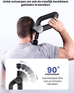 SnelShoppen - Professioneel Massagepistool D6 Pro met 16mm Amplitude, 7 Vervangbare Massagekoppen en OLED Scherm voor Diepe Weefsel Spiermassage en Sp — thumbnail 3