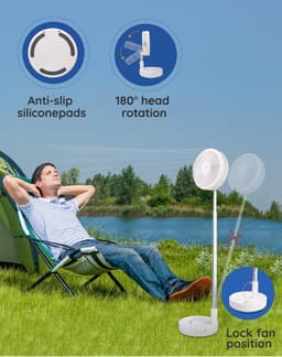 Staande Ventilator Draadloos – Opvouwbaar met Afstandsbediening, Stil, 4 Snelheden, USB Oplaadbaar, Verstelbare Hoogte tot 100 cm — thumbnail 3
