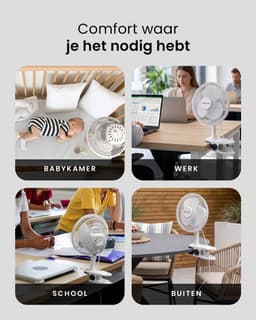 Tafelventilator met Klem – Mini Ventilator – 360° Draaibaar – 2 Snelheden – Stil – 20 cm Wit — thumbnail 2