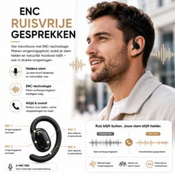 AirWave AI Translator Oordopjes - Open-Ear Bluetooth 5.4 Koptelefoon - Real-Time AI Vertaling via TransKit App - ENC Noise Cancelling - 80 Uur Batterij - USB-C – Zwart — thumbnail 4