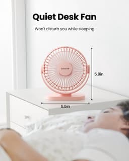 Tafelventilator USB – Mini Ventilator Stil, 3 Snelheden, 90° Draaibaar, Lichtgewicht, Compact Design Roze — thumbnail 2