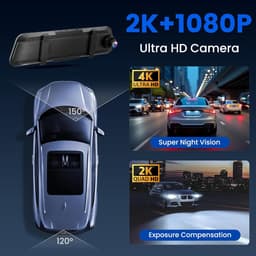 Thijox - Dashcam Auto Achteruitkijkspiegel 10 inch Touchscreen Full HD 2K, Streaming Media DVR met 150° Groothoek, Nachtzicht, GPS, G-Sensor, Loop Opn — thumbnail 5
