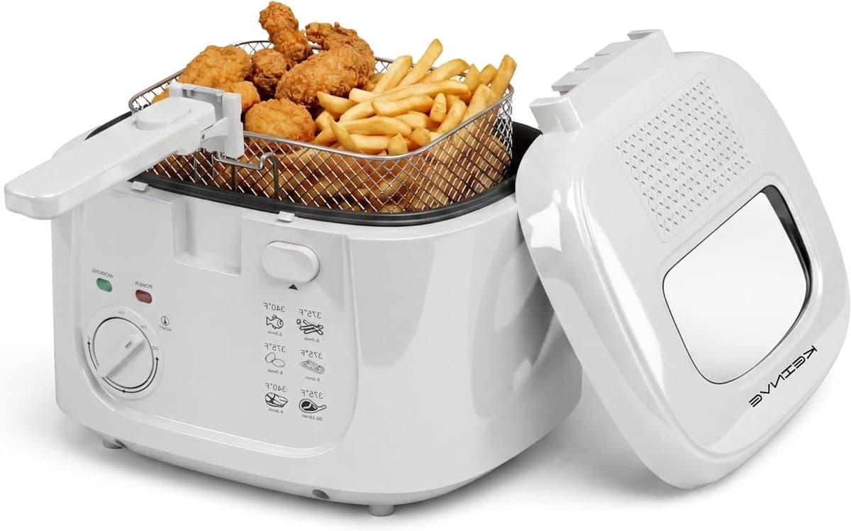 Elektrische Friteuse - Frituurpan Airfryer - Lekker Frituren - Instelbare Temperatuur - 25 Liter - Wit — afbeelding 1