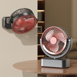 Tafelventilator - Draaibare ventilator - Verkoeling thuis - Automatische oscillatie - 12x21x12 cm - Bruin Grijs — thumbnail 5