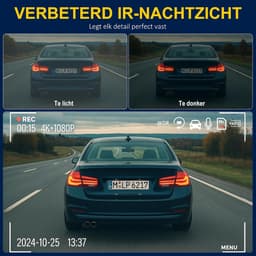 Dash Cam 4K Set - Dashcam voor en achter - 4K Ultra HD opname - GPS en ADAS ondersteuning - Parkeerstand beveiliging - Nachtzicht met HDR - WiFi app bediening en G-sensor voor incidentdetectie — thumbnail 4