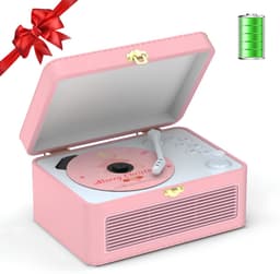 Lìon® CD Speler Draagbare - CD Speler - Draagbare Bluetooth CD Speler - Roze - 25cm x 19cm x 15cm — thumbnail 1
