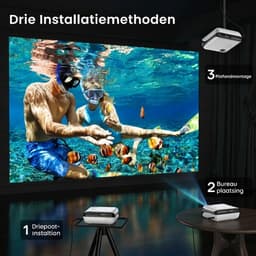 Lìon® Mini Beamer - Beamer - Projector - Wit - 21cm x 18cm x 10cm — thumbnail 2