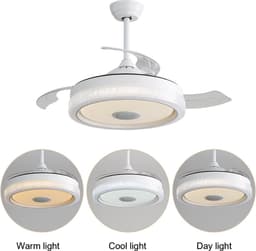 HAUSS SPOLE Plafondventilator Met Verlichting - 106,68 cm - Dimbaar RGB Licht En Bluetooth Luidspreker - PC - Wit - Voor Woonkamer En Slaapkamer — thumbnail 5