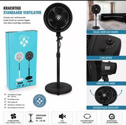 Statiefventilator - Ø 25 cm - 70W - 3 Snelheden - Verstelbare Hoogte (90-125 cm) - zwart — thumbnail 4