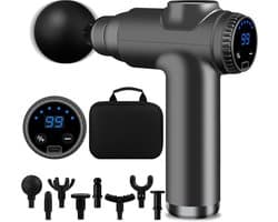 SnelShoppen - Spiermassagepistool Mini - 99 Instelbare Niveaus - 3800 RPM - 8 Massagekoppen - LCD-Display - Licht en Draagbaar - Pijnverlichting en St