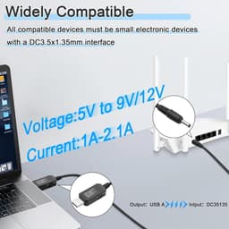 SnelShoppen - USB 5V naar 9V/12V DC Step-up Kabel met Schakelaar, USB-A naar DC 3.5x1.35mm Spanning Verhoger voor Camera, Router, Dashcam - 1M/3.28Ft — thumbnail 3