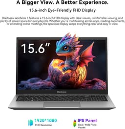 Blackview AceBook 5 Laptop - 15.6 inch Full HD - 8GB RAM - 256GB SSD - AMD Ryzen 3700U - Windows 11 Notebook - Radeon RX Vega 10 Graphics - Grijs — thumbnail 4