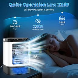 KZQ Draagbare Airco - 4 Snelheden - Verdampingskoeler Met Spray En Ijsblokjesvorm - 900ml Watertank - 7 Led Verlichting - Stille Ventilator Zonder Raam - Voor Thuis Kantoor En Reizen - 1 Stuk — thumbnail 5
