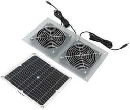 Zonnepaneel Ventilator Set - Dubbele Ventilatie - Ventilatie Buiten - Stille Waterdichte Motor - 33 x 33 x 5 cm — thumbnail 3