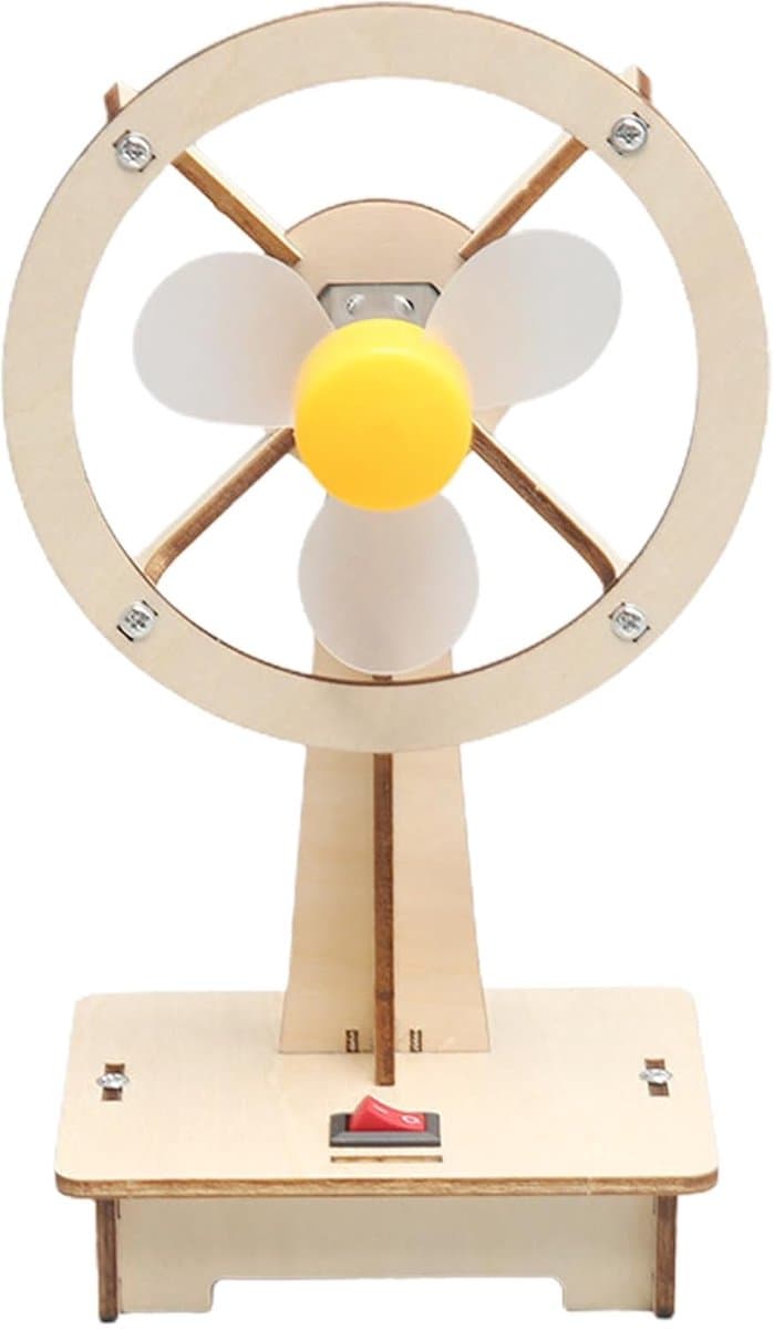Houten Ventilator - Doe-het-zelf Kit - Natuurkunde Leren - Veilig Ontwerp - 9 x 7.5 x 18 cm - Houtkleur — afbeelding 1