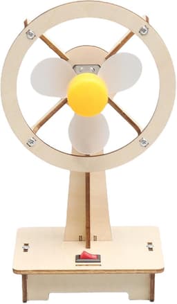 Houten Ventilator - Doe-het-zelf Kit - Natuurkunde Leren - Veilig Ontwerp - 9 x 7.5 x 18 cm - Houtkleur — thumbnail 1