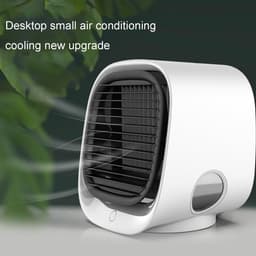 Mini draagbare airconditioner, wit - Stille draagbare airconditioner, zonder uitlaat | 4-in-1 koeler en mini-luchtbevochtiger, drie ventilatorsnelheden, met nachtlampje en USB-oplaadfunctie (wit) — thumbnail 3