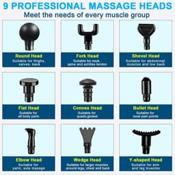 Massagepistool - Spierherstel Apparaat - Spierpijn Verlichten - 30 Snelheden 9 Opzetstukken - 12mm Diepte - Zwart — thumbnail 2