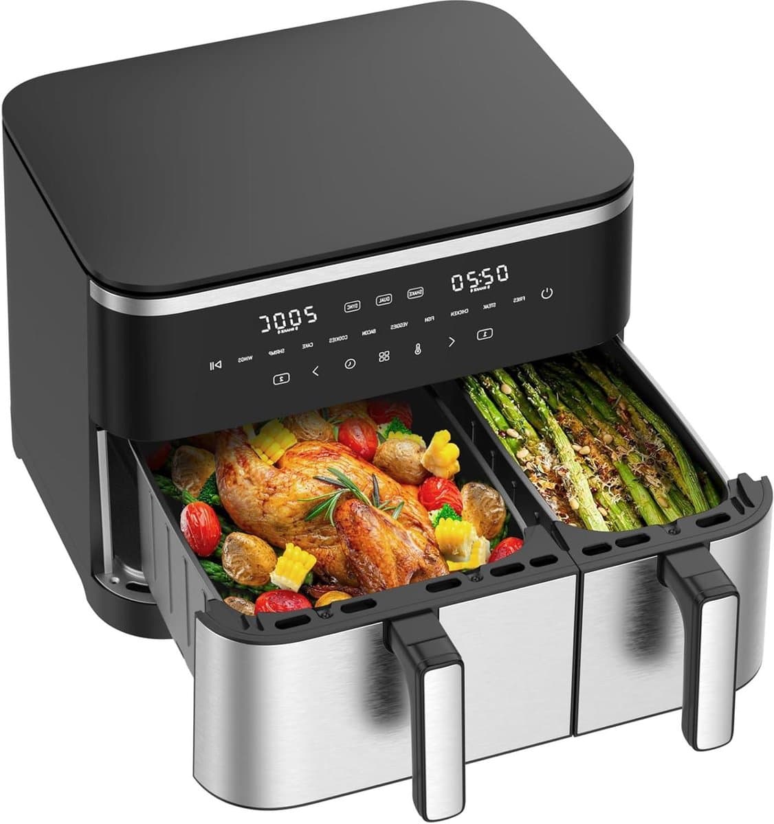 Dubbele Airfryer XXL - Heteluchtfriteuse Dubbel - Maaltijden Bereiden - Sync Finish Dual Cook - 11 Liter - Zwart — afbeelding 1