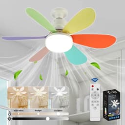 Plafondventilator met Licht - Inschroefbare Mini Ventilator met Afstandsbediening - 52 cm - 3 Snelheden en 3 Kleurtemperaturen - Veelkleurig — thumbnail 1
