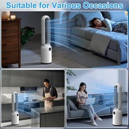 Torenventilator stil en bladloos - afstandsbediening - oscillerend - 24 snelheden - timer 12 uur - wit — thumbnail 4