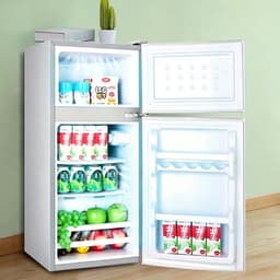 Deze compacte minikoelkast met dubbele deur en vriesvak heeft een inhoud van 43 liter en is ruimtebesparend waardoor hij geschikt is voor slaapkamers woonkamers keukens kantoren en studentenkamers Afmetingen 67*39*35,5 cm zilver) — thumbnail 3