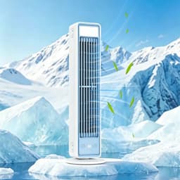 Archi USB Torenventilator – Draadloze Bureauventilator – Luchtkoeler - 3600mAh – 3 Snelheden – Met Afstandsbediening – Wit — thumbnail 1