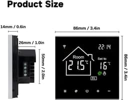 Digitale Thermostaat - Slimme Thermostaat Verwarmingsregelaar - Comfort Verwarmingsregeling - Touchscreen Display - 60 mm Installatieafstand - Zwart — thumbnail 4